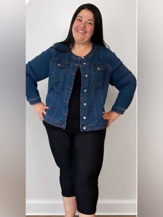 Agnes Orinda Jackets & Blazers - Agnes Orinda, Dark Wash Stretch Denim Jacket Button Front Size 3X, NWT